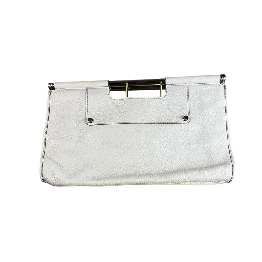Banana Republic Cream Pebbled Leather Oversized Clutch